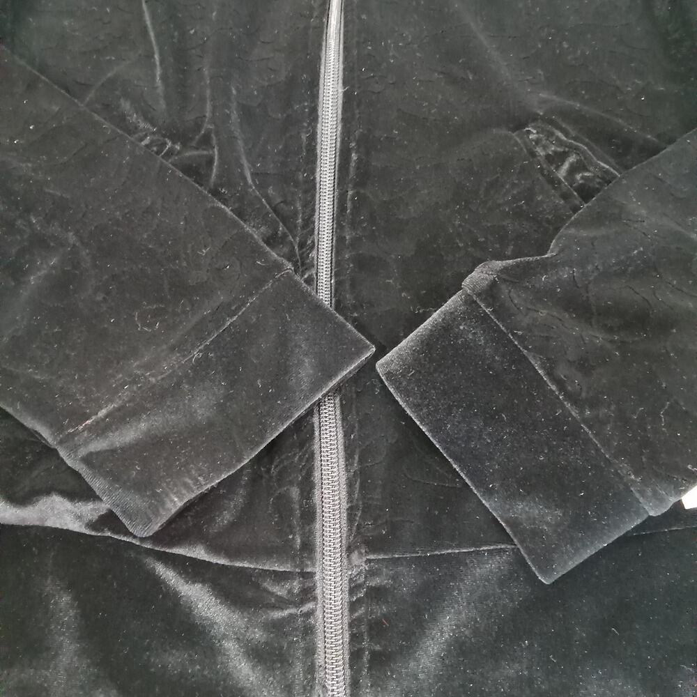 Baby Phat Track Jacket Women's Black Sz S Cat Embossed Velvet Zip Up 90's Y2K - Picture 4 of 13